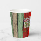Dunkelrot-grünes Weathered-Holzplanken-Muster Pappbecher (Rechts)