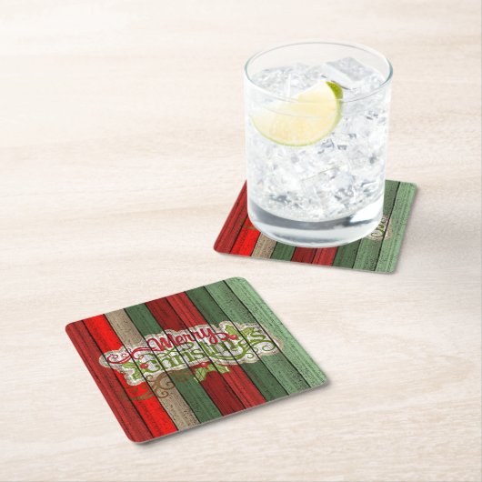 Dunkelrot-grünes Weathered-Holzplanken-Muster Rechteckiger Pappuntersetzer (Vor Ort)