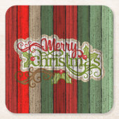 Dunkelrot-grünes Weathered-Holzplanken-Muster Rechteckiger Pappuntersetzer (Vorderseite)