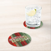 Dunkelrot-grünes Weathered-Holzplanken-Muster Runder Pappuntersetzer (Vor Ort)