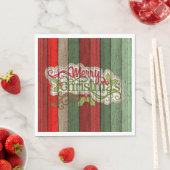 Dunkelrot-grünes Weathered-Holzplanken-Muster Serviette (Beispiel)