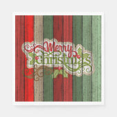 Dunkelrot-grünes Weathered-Holzplanken-Muster Serviette (Vorderseite)