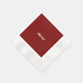 Dunkelrot, Maroon-Farbe, weißer Text, Serviette (Ecke)