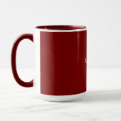 Dunkelrot, Maroon-Farbe, weißer Text, Tasse (Links)