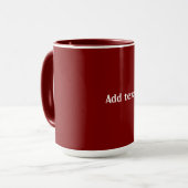 Dunkelrot, Maroon-Farbe, weißer Text, Tasse (Vorderseite Links)