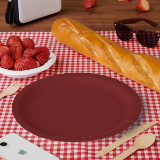Dunkelrot, Maroon, solide Farbe Pappteller (Picknick)