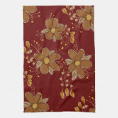 Dunkelrot mit brauner Blume Handtuch (Vertikal)