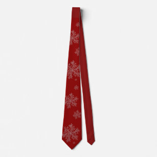 Dunkelrot mit weißen Schneeflocken Männer-Necktie Krawatte