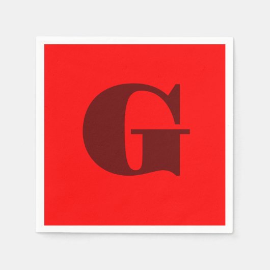 Dunkelrot Modernes Letter Monogram | Rot Serviette (Vorderseite)