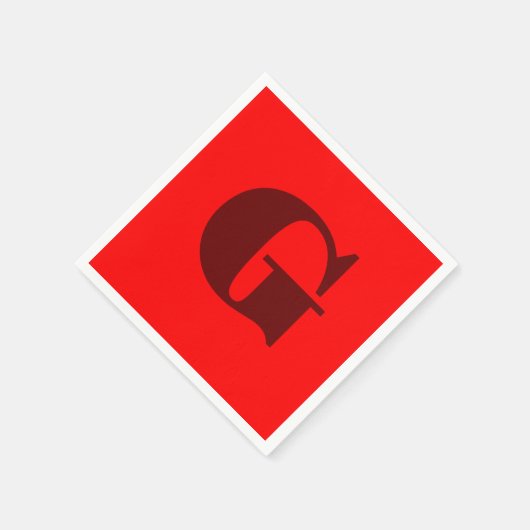 Dunkelrot Modernes Letter Monogram | Rot Serviette (Ecke)