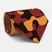 Dunkelrot, orange und schwarzes Camouflage-Muster Krawatte (Gerollt)