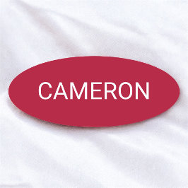 Dunkelrot Oval Name Tag Abzeichen Button oder Magn