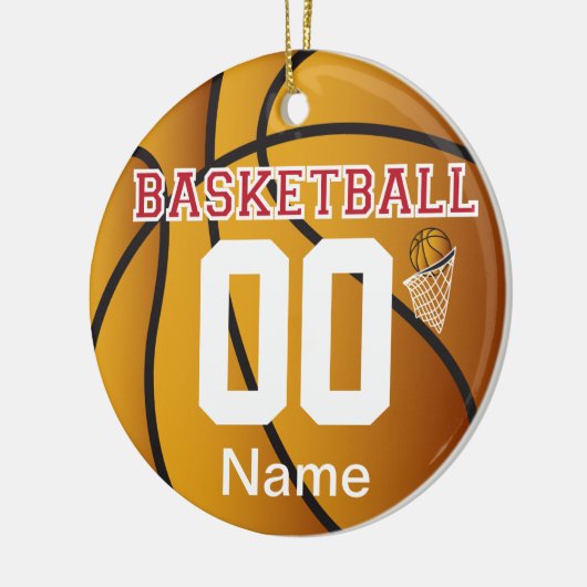Dunkelrot personalisieren Basketball mit Anzahl Keramikornament (Links)