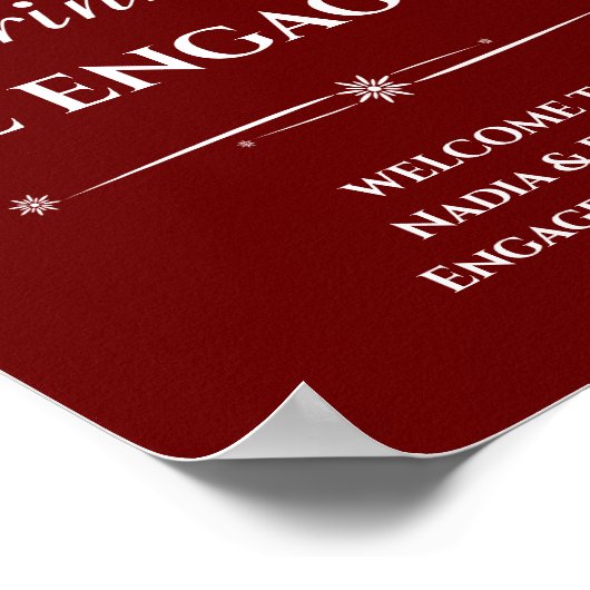 Dunkelrot Retro Esser Verlobte Verlobung Poster (Ecke)