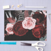 Dunkelrot-rosa Blume Blumengrün Hochzeit Seidenpapier (Handwerk)