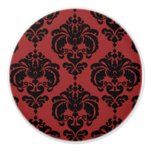 Dunkelrot & schwarz Damask Eleganter Zimmerdekorat Keramikknauf