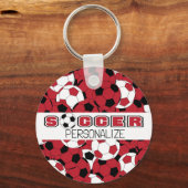 Dunkelrot, schwarz und weiß Fußball Schlüsselanhänger (Rückseite)