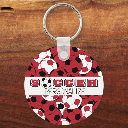 Dunkelrot, schwarz und weiß Fußball Schlüsselanhänger (Rückseite)