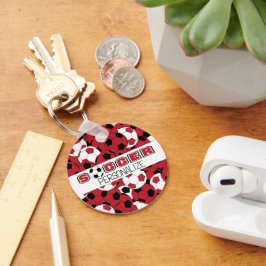 Dunkelrot, schwarz und weiß Fußball Schlüsselanhänger