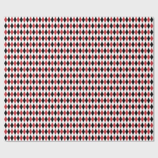 Dunkelrot, Schwarz und Weiß Harlequin Wrapping Pap Geschenkpapier (Flach)