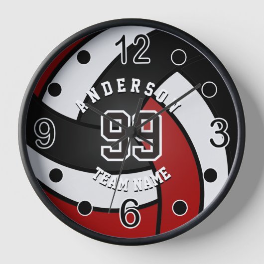 Dunkelrot, Schwarz und Weiß Uhr (Vorderseite)