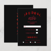 Dunkelrot Schwarze Mondphasen Gothic Hochzeit RSVP