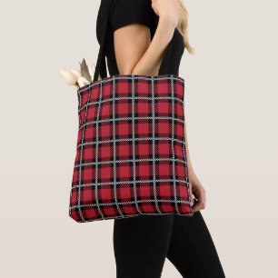 Dunkelrot-schwarzes Tartan-Karo-Muster Tasche