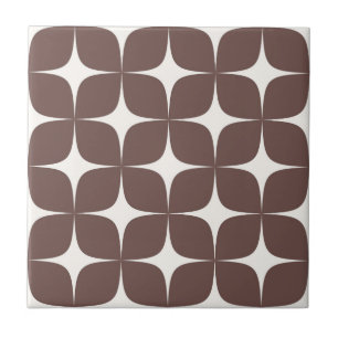 Dunkelrot und Elfenbein Mid-Century Modern Vintage Fliese