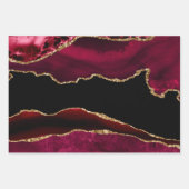 Dunkelrot und Gold Glitzer Marmorsäle Agate Geschenkpapier Set (Vorderseite 3)
