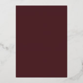 Dunkelrot und Gold | Luxe Burgundy Floral Wedding Folieneinladung (Rückseite)