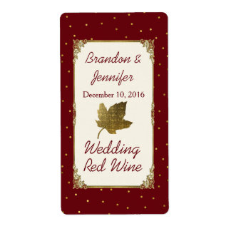Dunkelrot und goldenes Leaf Wedding Mini Weine Lab