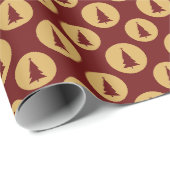 Dunkelrot und goldenes Weihnachtsbaummuster Geschenkpapier (Rolleneckpunkt)