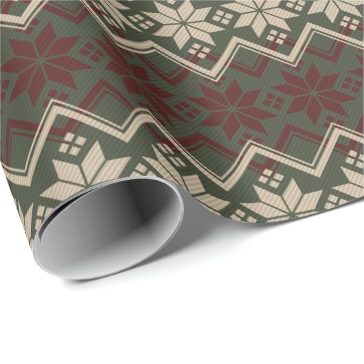 DUNKELROT UND GRÜNE DIAMOND FERIENPATTER GESCHENKPAPIER (Rolleneckpunkt)