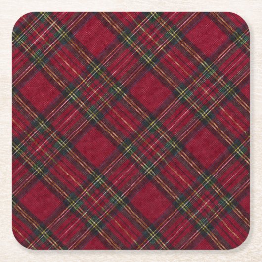 Dunkelrot und grüne Weihnachten kariert Rechteckiger Pappuntersetzer (Vorderseite)