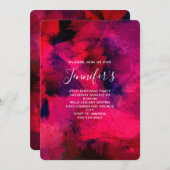 Dunkelrot und Lila Abstrakter Geburtstag Einladung (Vorne/Hinten)