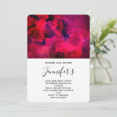 Dunkelrot und Lila Abstrakter Geburtstag Einladung (Stehend Vorderseite)