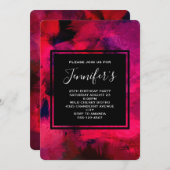 Dunkelrot und Lila Abstrakter Geburtstag Einladung (Vorne/Hinten)