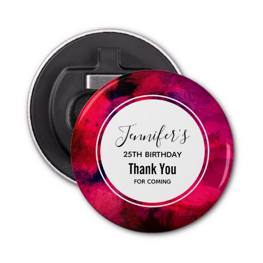 Dunkelrot und Lila kühl Moderner Abstrakter Geburt Flaschenöffner (Vorderseite)