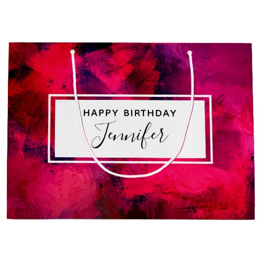 Dunkelrot und Lila kühl Moderner Abstrakter Geburt Große Geschenktüte (Vorderseite)