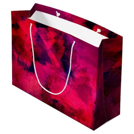 Dunkelrot und Lila kühl Moderner Abstrakter Geburt Große Geschenktüte (Rückseite Schrägansicht)