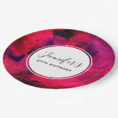 Dunkelrot und Lila kühl Moderner Abstrakter Geburt Pappteller (Schrägansicht)