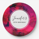 Dunkelrot und Lila kühl Moderner Abstrakter Geburt Pappteller (Vorderseite)