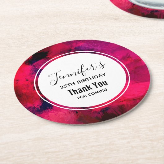 Dunkelrot und Lila kühl Moderner Abstrakter Geburt Runder Pappuntersetzer (Angewinkelt)