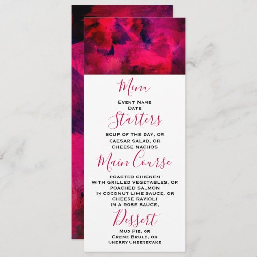 Dunkelrot und Lila kühl und modern Abstrakt Einladung (Vorne/Hinten)