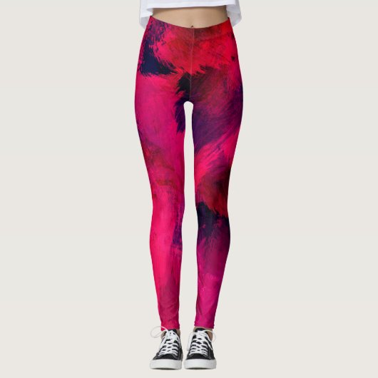 Dunkelrot und Lila kühl und modern Abstrakt Leggings (Vorderseite)