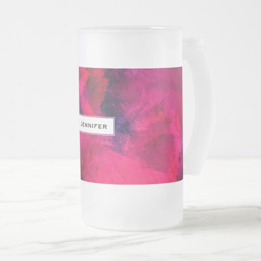 Dunkelrot und Lila kühl und modern Abstrakt Mattglas Bierglas (VorderseiteRechts)