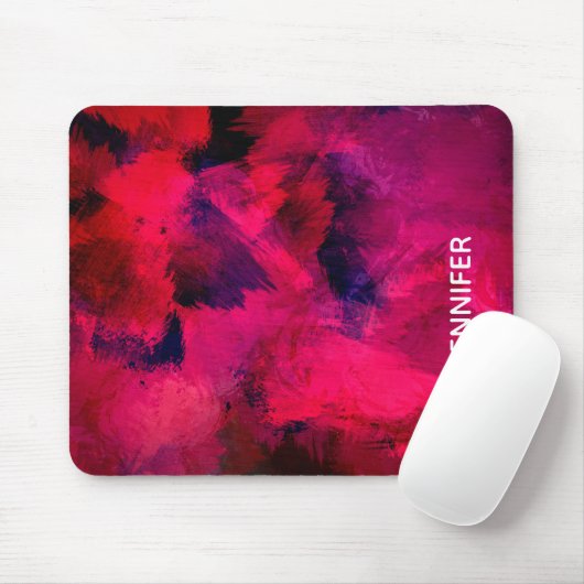 Dunkelrot und Lila kühl und modern Abstrakt Mousepad (Mit Mouse)