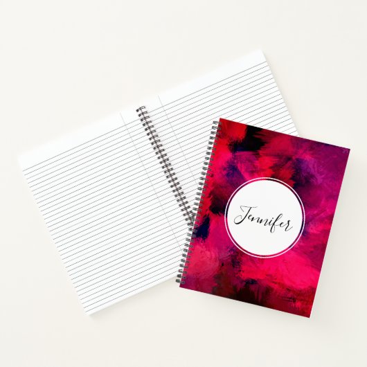 Dunkelrot und Lila kühl und modern Abstrakt Notizblock (Innenseite)