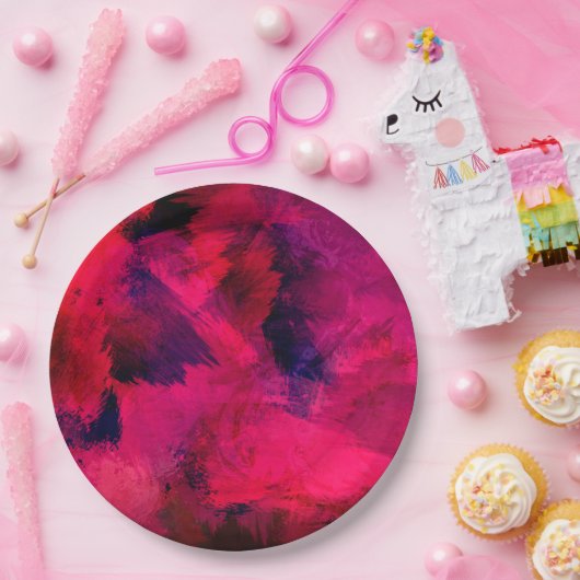 Dunkelrot und Lila kühl und modern Abstrakt Pappteller (Party)