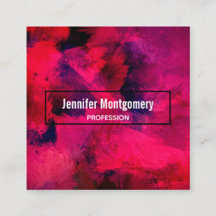Dunkelrot und Lila kühl und modern Abstrakt Quadratische Visitenkarte